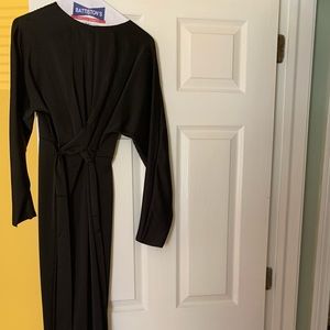 Black satin evening dress